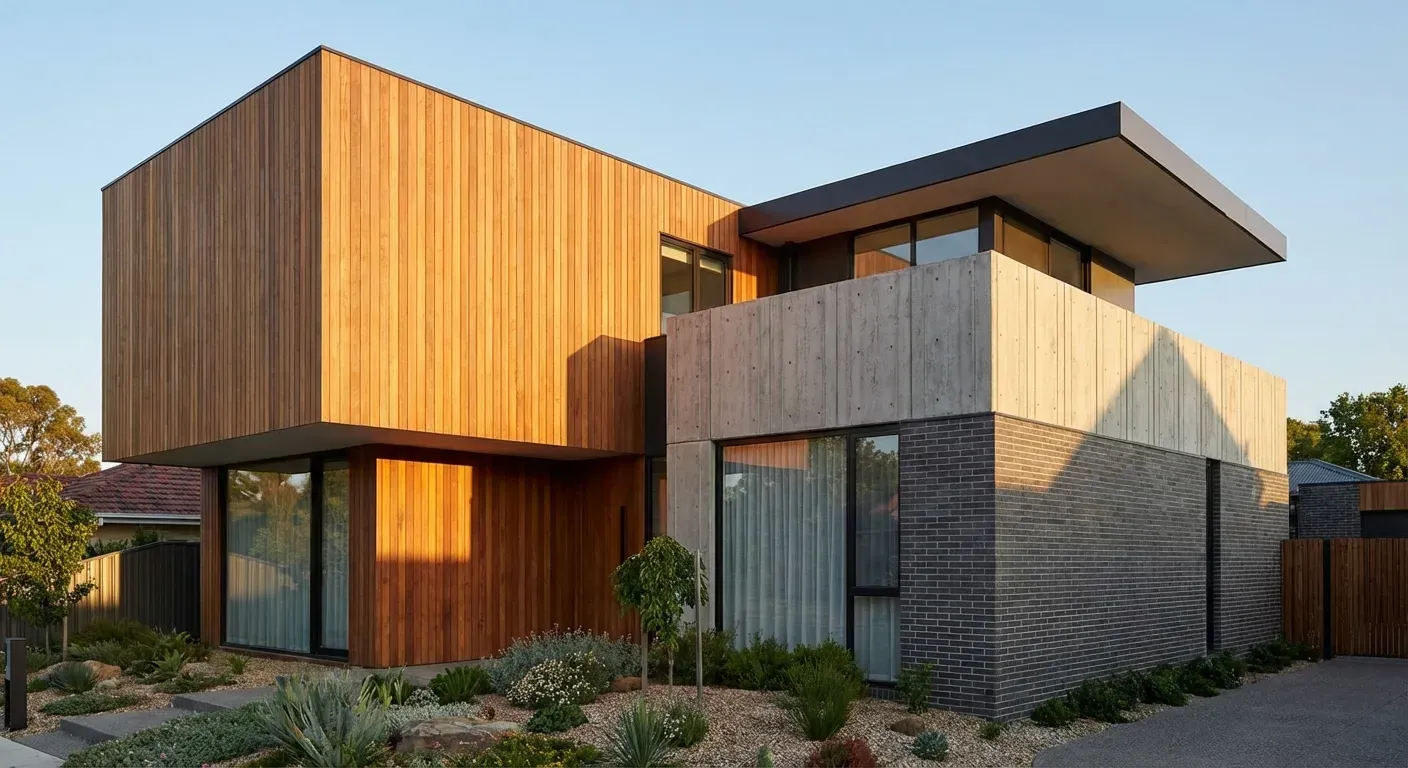 Detalhe técnico de revestimento para parede externa com textura moderna