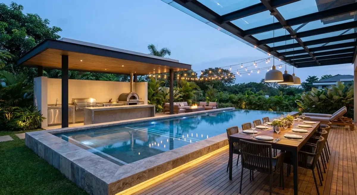 Área Gourmet com Piscina 2026: 30 Projetos que Transformam o Lazer Residencial