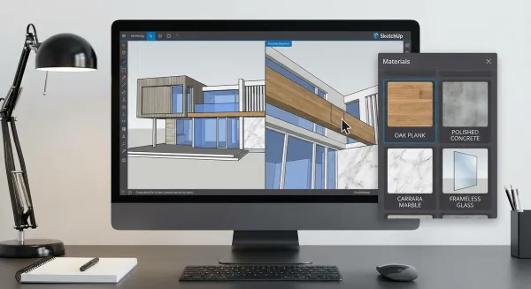 Material SketchUp 2026: Biblioteca Completa de Texturas e Configurações